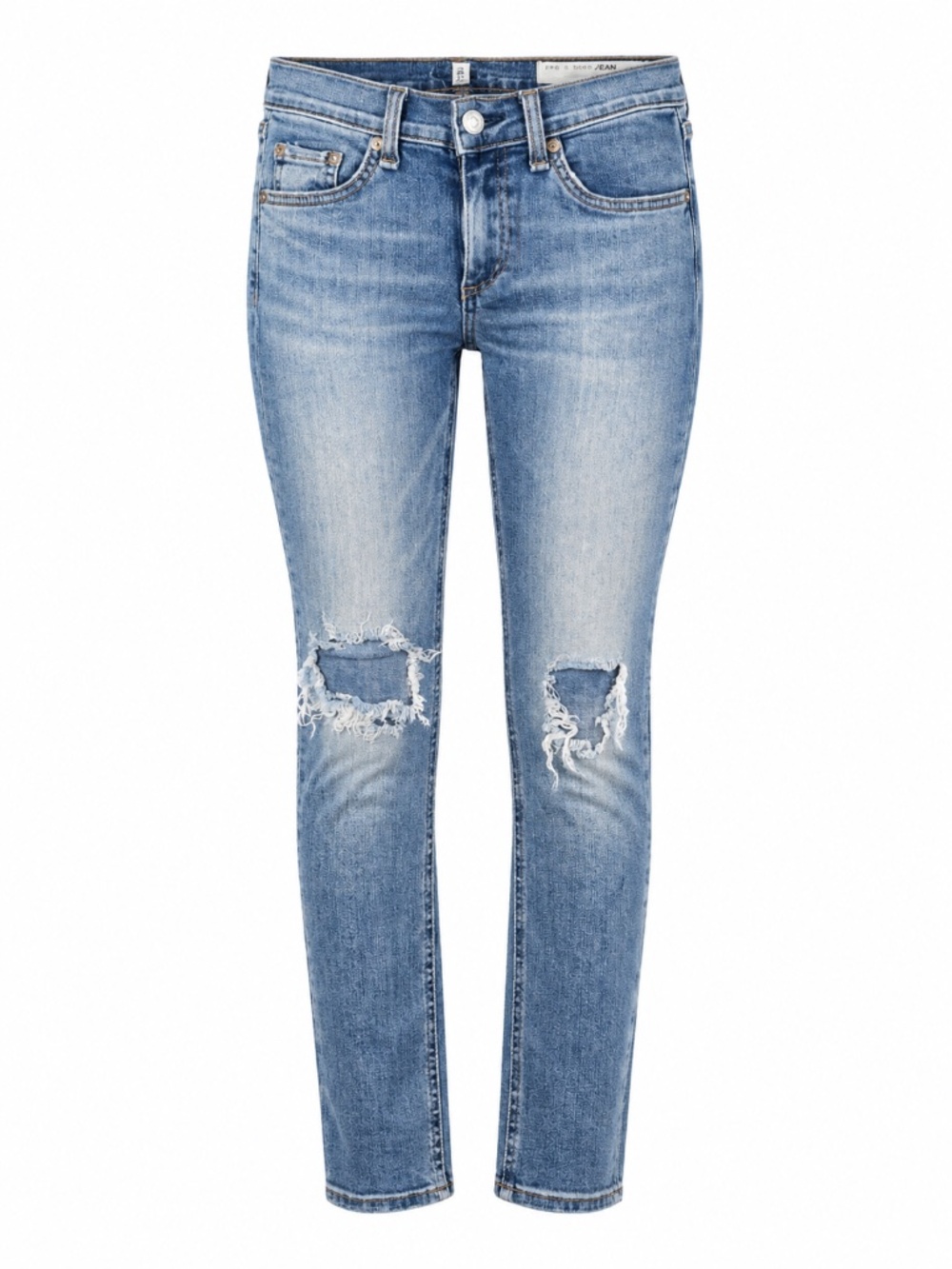 Rag & Bone Light Blue Distressed Murray Wash Skinny Capri Jeans Sz 24